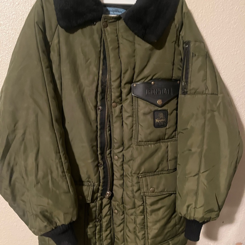 Olive Green Military Jacket with Black Accents